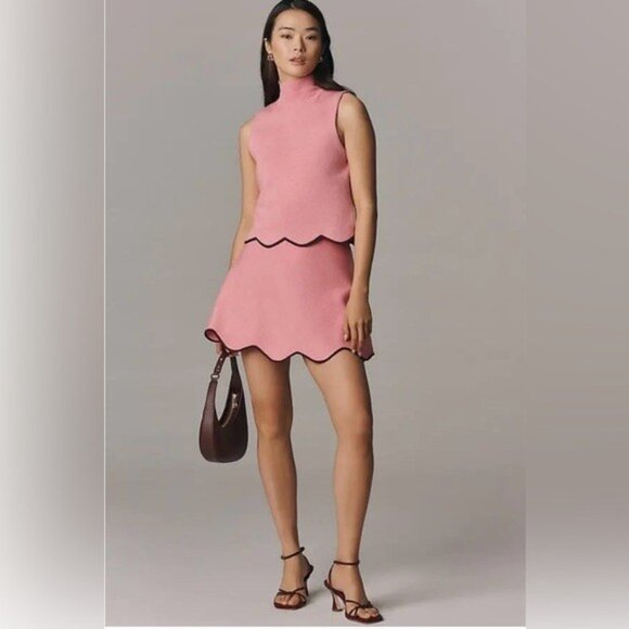 NWT Size L - Maeve scalloped-hem mini skirt Candy Pink (NWT US$ 98) - Picture 7 of 13